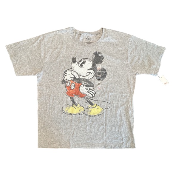 Disney Other - Men’s gray simple classic Mickey Mouse graphic VTG look distressed resort NWT XL